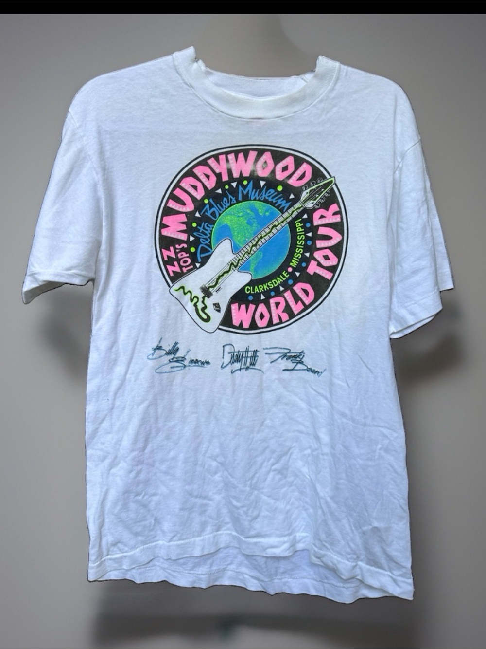 vtg 80s Muddywood Muddy Water Delta Blues ZZ Top world tour t shirt M